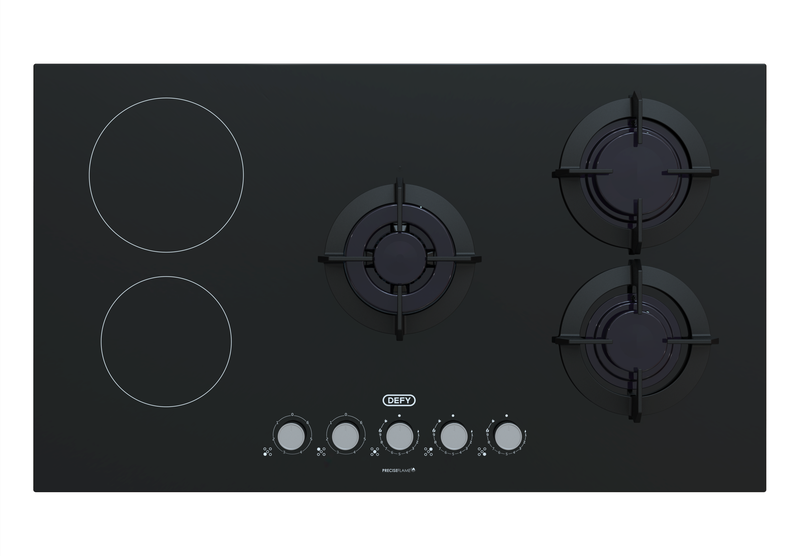 Defy 90cm Hybrid Hob 3 Gas Burners 2 Ceramic Plates DHG902