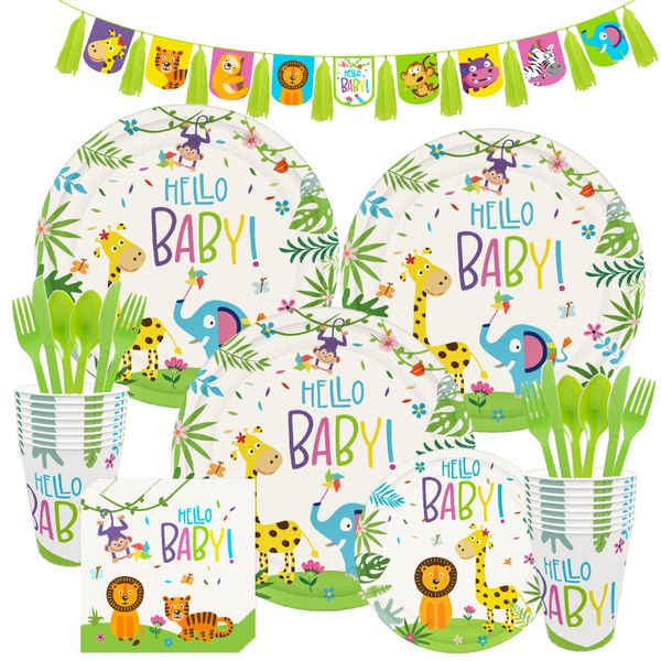 iKids Baby 16 Guests Shower Party Tableware-Hello Baby