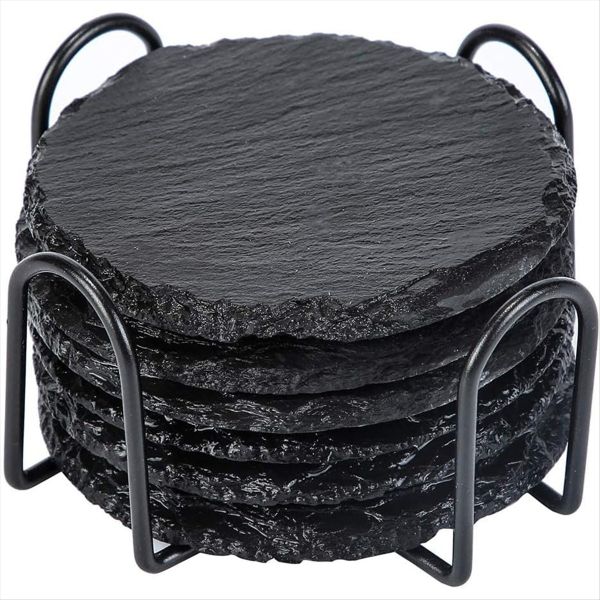 Stone Coaster 10cm Round Glass Coaster with Practical Stand Suitable for Dr