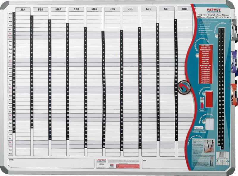 Parrot Perpetual Year Planner - 2400mm x 1200mm