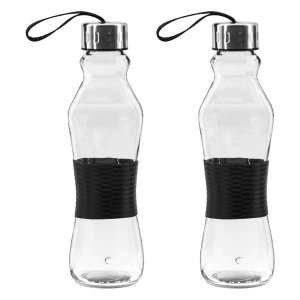 Consol - 500ml Grip n Go bottle Strap lid Black - 2pk