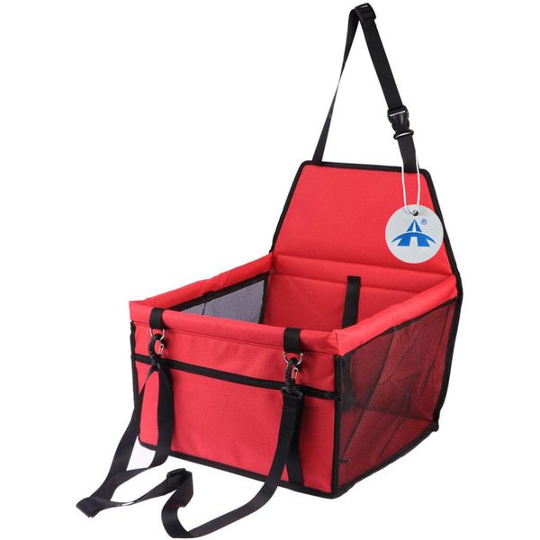ALANES Pet Car Seat with Clip On Safety Leash and PVC Support Pipe - Red
