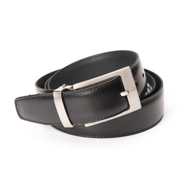 UAC Genuine Leather Formal Mens Black Belt Tapered Edge