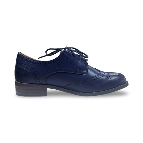 Women, Blue Sole Loafer Ladies PU Leather Oxford with Buckle Strap
