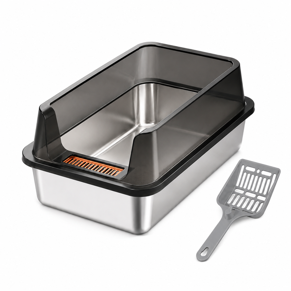New Elements Stainless Steel Open Cat Litter Box