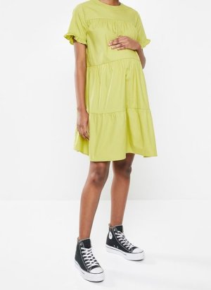 Women's Missguided Maternity Poplin Ss Smock Mini Dress - Olive