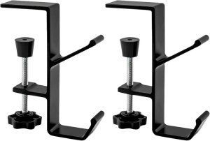 Under Desk Mount Bag Hook, Adjustable Metal Purse Holder &amp; Headphone Hanger