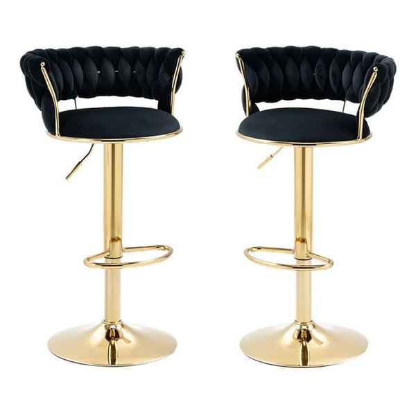 Velvet Swivel Luxury Bar Stools - Set Of 2
