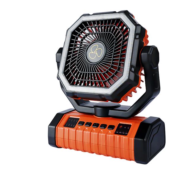 Portable Camping Fan with LED Light - Quiet, Versatile for Family &amp; Home