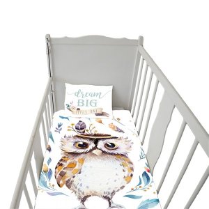 White Baby Owl Cot Duvet Set