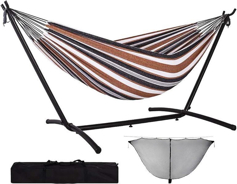 Hammock With Folding Stand 2 Persons Carrying Bag Portable Outdoor Frame