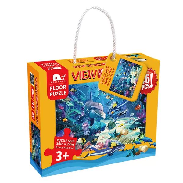 View of the Ocean Puzzle Fluorescent 46 Pieces Sea Animals Educational Toy