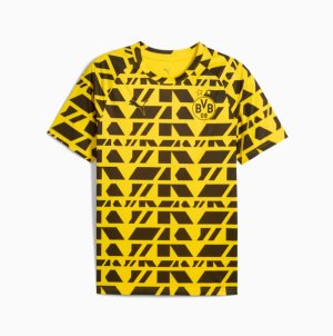 Puma Men's BVB Warm Up Football Shirt - Black/Yellow Sizzle