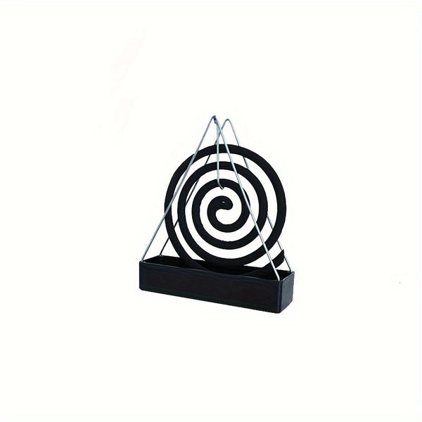 1pc Sleek Triangle Iron Mosquito Coil Holder with Plastic Tray - Versatile