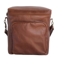 Mally Six-Bottle Insulated Leather Wine Carrier, Adjustable Dividers, Gift