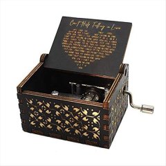 Antique Engraved Musical Boxes Case For Love One Wooden Music Box