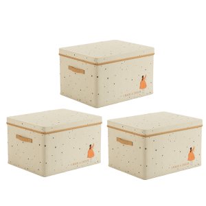 3 Foldable Storage Boxes Large Closet Clothing Storage Organizer with Lid