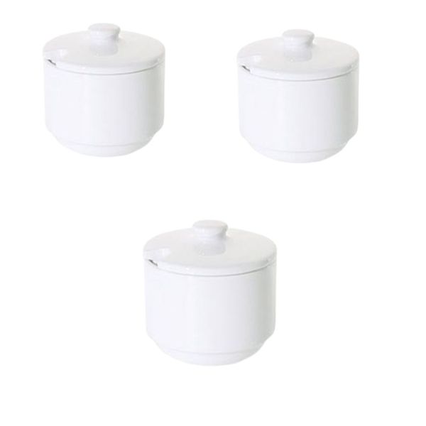 Prima White Sugar Bowl With Lid 3 Piece