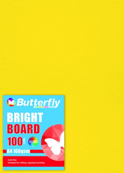 Butterfly A4 Bright Board 100s - Yellow