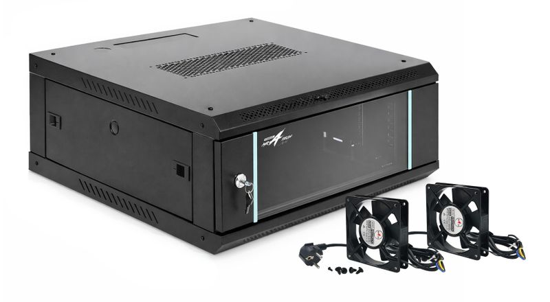 4U Wall Mount Network Cabinet + Cooling Fan Directly to 220V AC Power cord