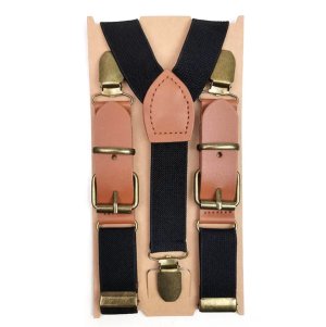 POU Mens PU Leather Suspenders - Y-shape