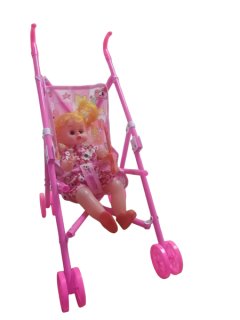 Baby Doll &amp;Stroller Red&amp; Pink
