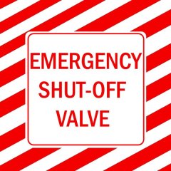 Emergency Shut Off Valve 19x19cm Sign - 6 Pack.