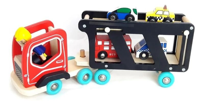 Kids Wooden Double Decker Transport Car Toy