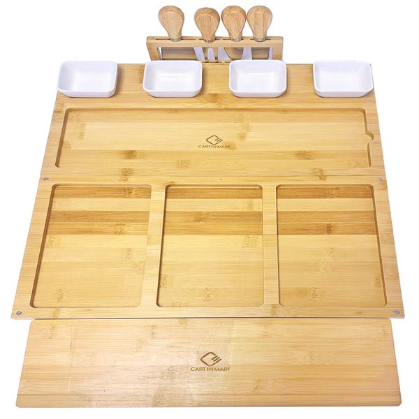 Cart In Mart Cheese Board and Knife Set With Extra Plate Charcuterie-Large