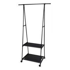 Clothing Rack - Hanger with 2 Shelves and 4 Wheels - 62cm