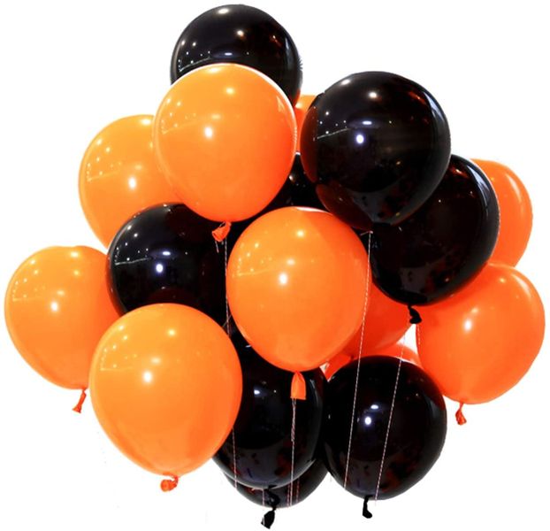 Solid Latex Decorative Halloween Balloons - Black &amp; Orange (Pack of 50)