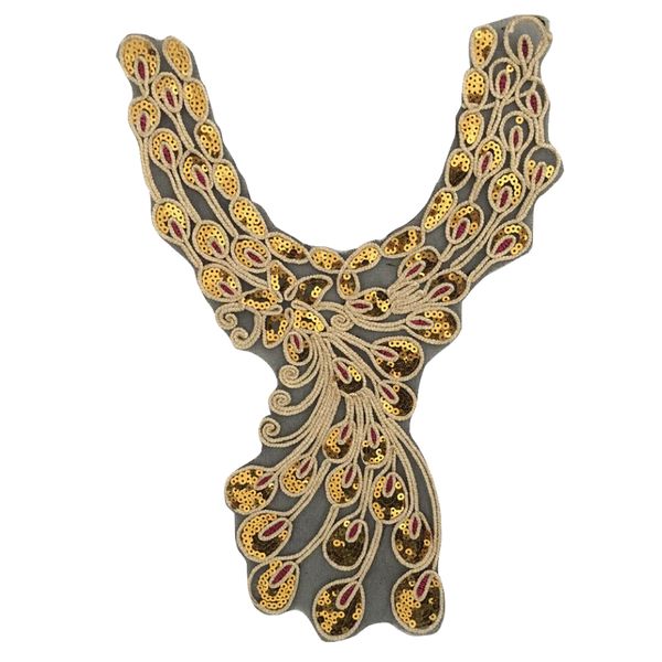 Fashion Peacock Embroidery Lace Fabric Sequin Collar Embellishment (35cm)