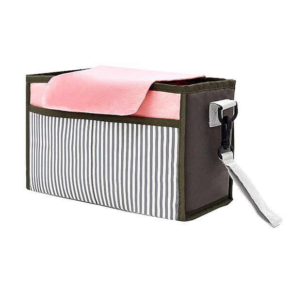 Portable Baby Stroller Hanging Storage Bag - Pink &amp; Stripe