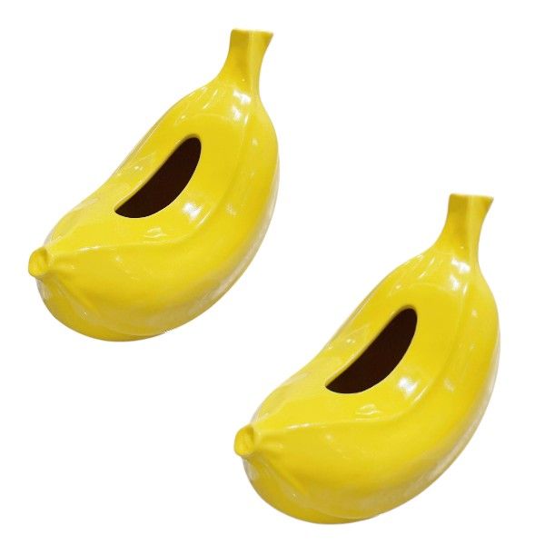 Creative Ceramic Banana Tissue Box - Yellow - 2 Pack