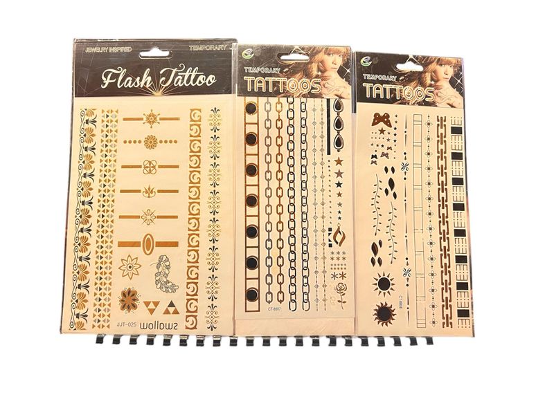 Metallic Gold Silver Temporary Tattoos