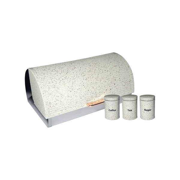 DH - Dotted Bread Bin with 3 Piece Canister Set - Grey