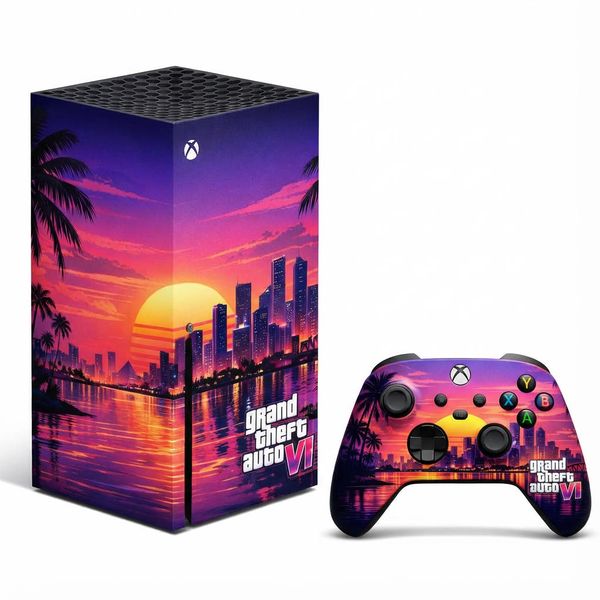 Skin Compatible with Xbox Series X: Grand Theft Auto VI Neon coastal noir