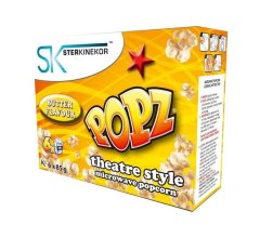 POPZ Microwave Popcorn - Butter Flavour (6 Servings)