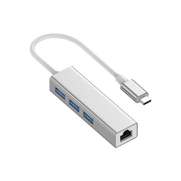 Type-C to RJ45 3USB Hub With 10/100/1000Mbps Ethernet Network Cable Adapter