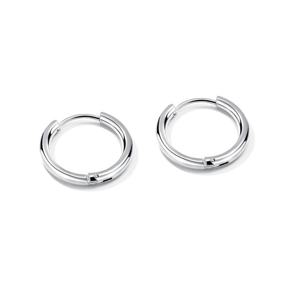 Men's Silver Hoop Earrings - ER-GE473-S-A10