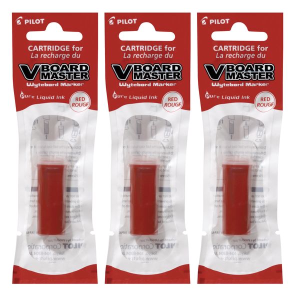 Pilot V Board Master Whiteboard Marker Refill - Pack of 3 - Red