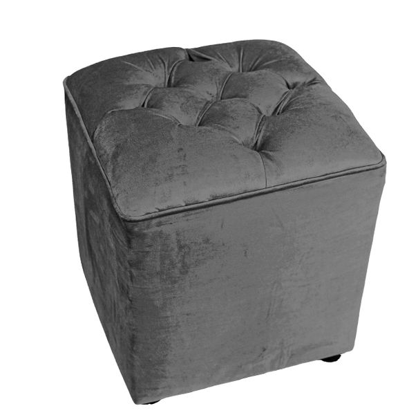 Tufted Square Velvet Ottoman Foot Stool-41x41x43 cm