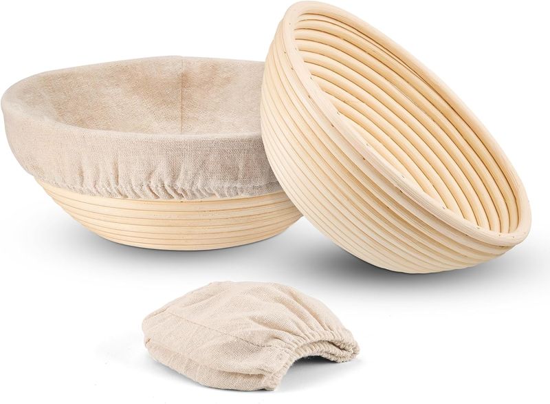 Bread Proofing Basket Set of 2, 9 Inch Round Dough Bowls for Rising