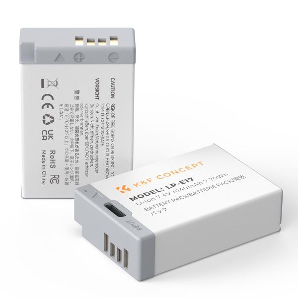 K&amp;F Concept 2-Pack LP-E17 USB-C Replacement Battery Compatible with Canon
