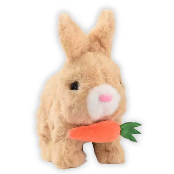 Fluffy Hopping, Squeaking &amp; Ears Wiggling Bunny - Grey - Super Soft - L18cm