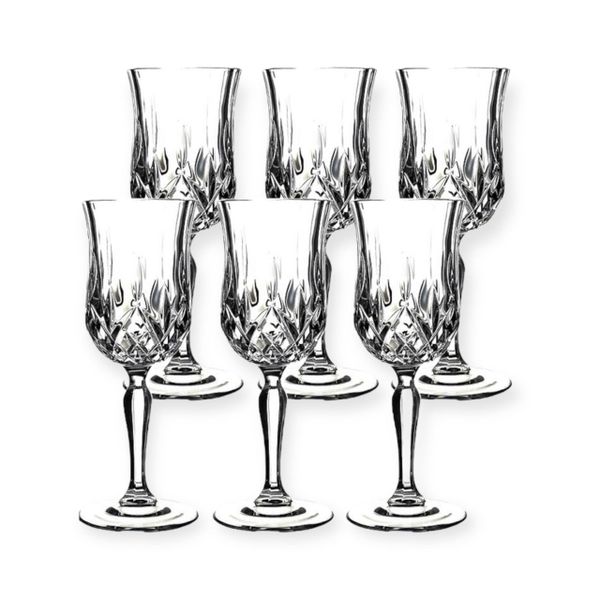 Crystal Liqueur Cordial Glasses Diamond Cut Lead-free Wine Glass - Box of 6