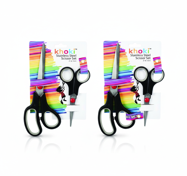 Khoki Stainless Steel Scissor Set - 21cm &amp; 14cm Precision - 2 Pack
