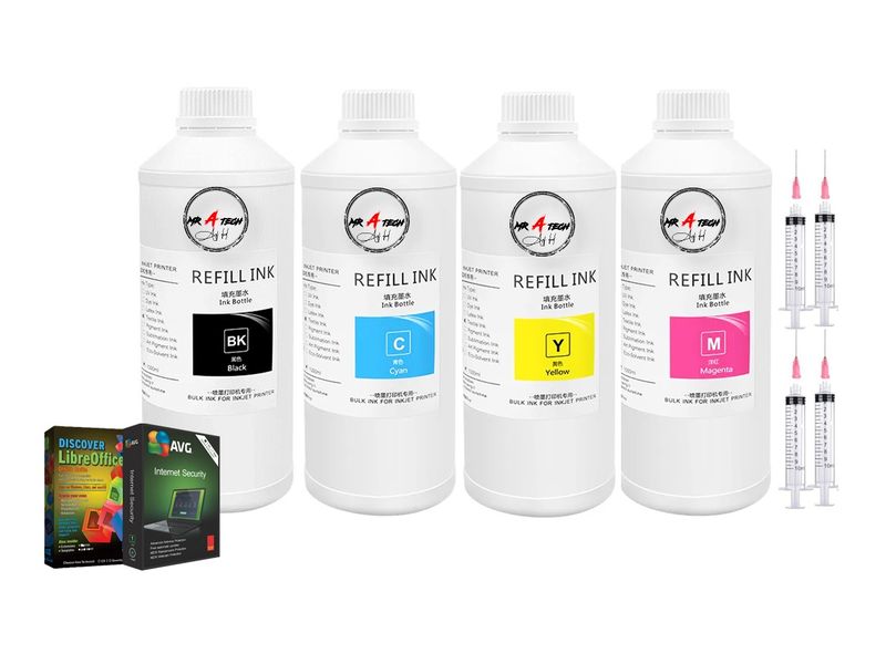 MR A TECH Ink Compatible with Epson 101, 106, 103, 105 - 4 Pack - 1L (BK/C/M/Y)