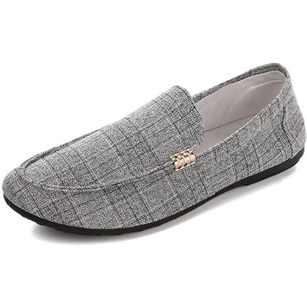 Loafers Men Shoes Loafers For Men Light Fabric Casual Shoes For Men - Grey