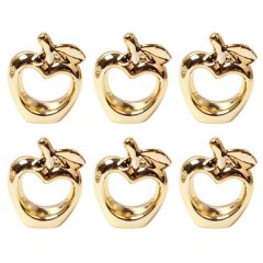 6Pcs Apple Napkin Rings, Metal Plated Apple Vintage Napkin Ring Buckle Hold